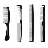 4 Pcs Peine Pelo para Hombre y Mujer, Peines de Peluqueria Profesional, Peine de Pelo fino de carbono antiestáticos para peluquería, corte, styling