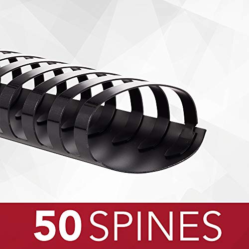 Gbc Binding Spines / Spirals / Coils, 2" Diameter, 500 Sheet Capacity, Combbind, Black, 50 Pack (4200022) #TOP1