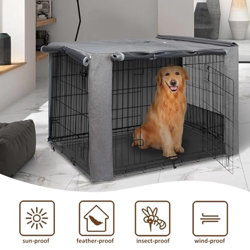 image for HiCaptain Breathable Dog Crate Cover 30 Inch, Durable Heavy Duty Kenne