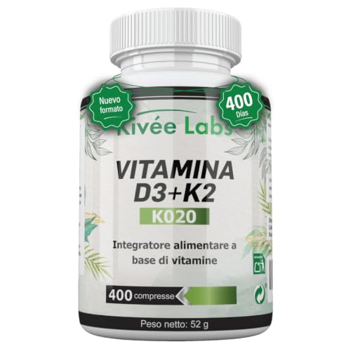 400 Micro Comprimidos Vitamina D3 y K2 4000 UI Dosis Alta | Vitamina D Colecalciferol Vegetariano Contribuye a la Función Normal del Sistema Inmunológico para Músculos y Huesos, 400 Días de Suministro