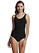 zeraca Women's Sport Racerback One Piece Swimsuits (S6, Black)