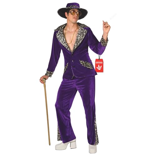 Morph Lila Pimp Kostüm für Herren, 70er Jahre Outfit, Perfekt für Vegas Party und Halloween, XL