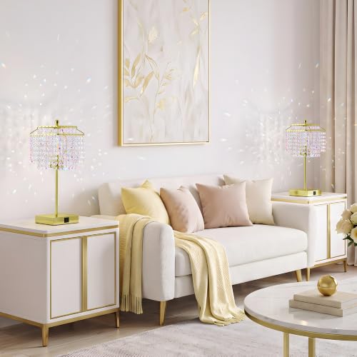 Image of Luvkczc Multicolor Crystal Touch Table Lamp, Bedside Lamps Nightstand Lamps