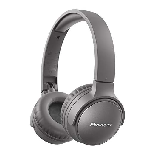 Pioneer S6 Wireless ANC hörlurar (hopfällbar, ljudreducering, 30 timmars uppspelning, snabbladdningsfunktion, sprutchassi, Bluetooth 5.0), grå