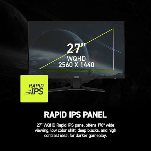 Image of msi MAG 274QF E20 27-inch 2560 x 1440 (WQHD) Gaming Monitor, 200Hz, AMD FreeSync Premium, NVIDIA G-SYNC Compatible, HDR Ready, HDMI, VGA Port, VESA, Tilt, 0.5ms, Black