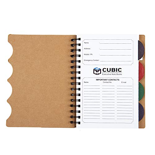Image of Cubic ECO A5 5-Subject Spiral Notebook - 300 Ruled Pages | Eco-Friendly Kraft Cover | Sturdy Wiro Binding | Ideal for School, Office & Personal Notes (Blue)