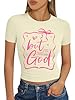 Christian T-Shirts Women Walking by Womens T Shirts Faith Tripping Constantly T-Shirt Inspirational Faithful Religious Tees, Apricot White, XL #2