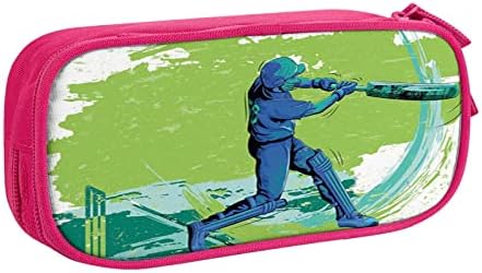 2022 Cricket Player by jarenap,Big Capacity Pencil Case Pouch Bag Pen Boxes,Cricket Player Pitching Win Game,For Girls Boys Supplies For College Students Middle High School Office,green blue,Pink
