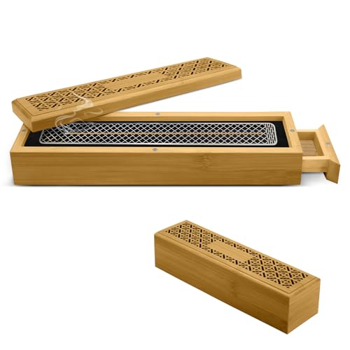 Wooden Incense Holder Burner with Storage & Ash Catcher