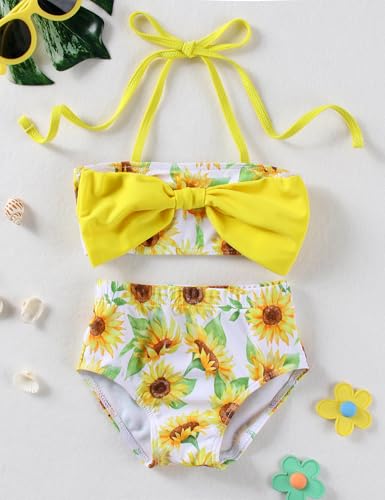 Toddler Girls Swimsuit Fruit Print Swimwear Kids Two Piece Bathing Suits Bowknot Beach Bikini Set 12M-5T2