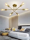 Mid Century Ceiling Light Fixture,Adjustable 6-Light Sputnik Chandelier,Semi-Flush Mount Pendant Lig