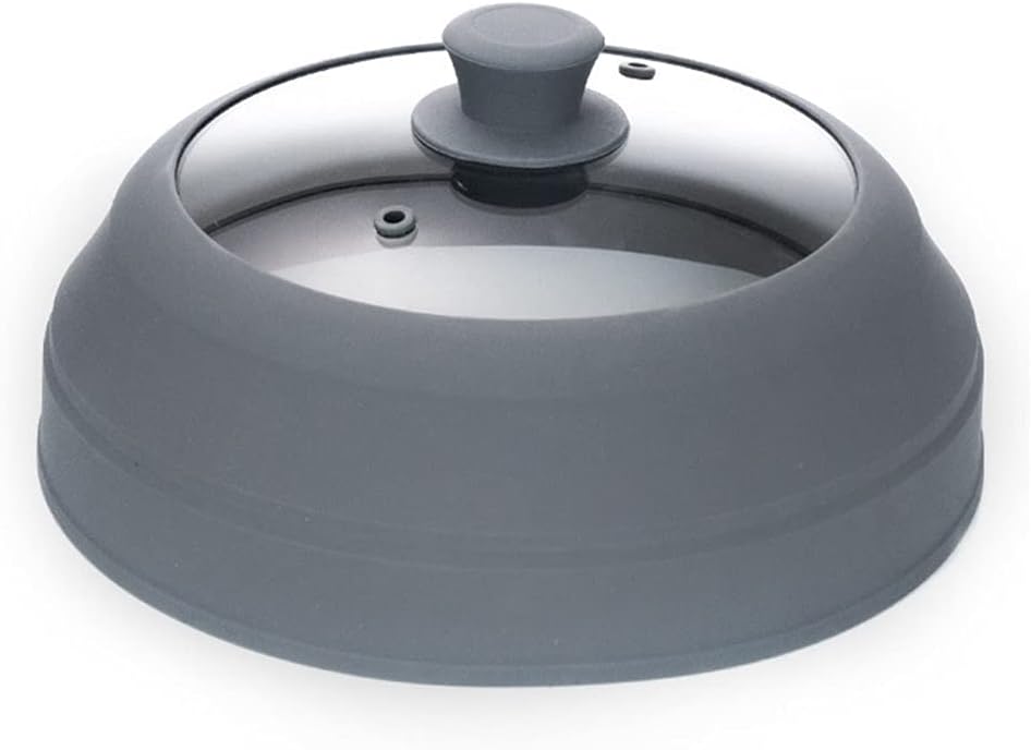 Universal Lid for Soup Pot and Skillets,Foldable Microwave Splash Cover, Food Glass