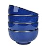 Bosmarlin Ceramic Soup Bowl Set of 4 24 Oz Cereal Bowl for Oatmeal Dishwasher and Microwave Safe 575 Inches Royal blue