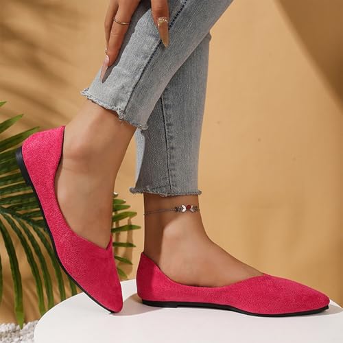 Women Casual Slip-On Flats Shoes Pointed Toe Block Low Wedge Heel Shoes Softable Breathable Flats for Office Work3