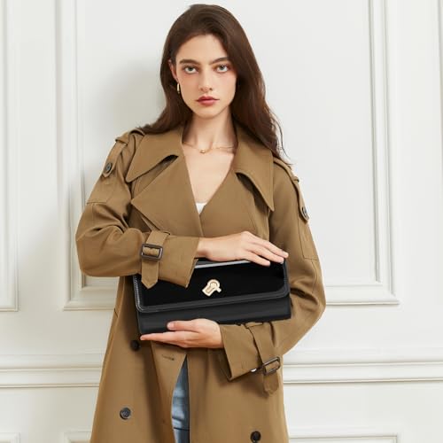 Image of BRYCTSISEN Women Metallic PU Leather Evening Clutch Purse Handbag Crossbody Shoulder Bag Square Box Bag Chic Handbag