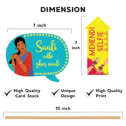 Image of Festiko Wedding Photobooth Props Set of 20 | Mehendi, Sangeet, Haldi & Reception Party Props for Photoshoot, Bride & Groom Selfie Props, Marriage Decoration Items