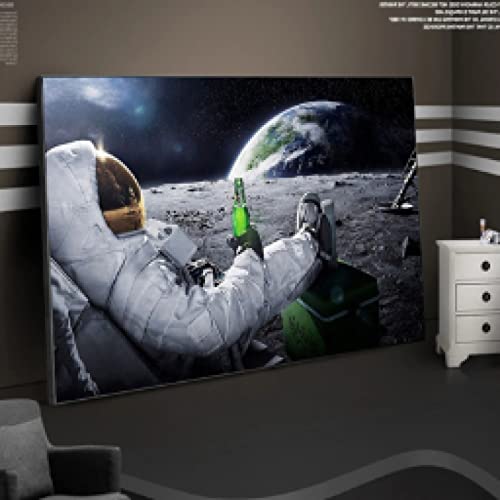 Affiche espace astronautes relax déco salon moderne tableau lune terre grand format 80x110cm
