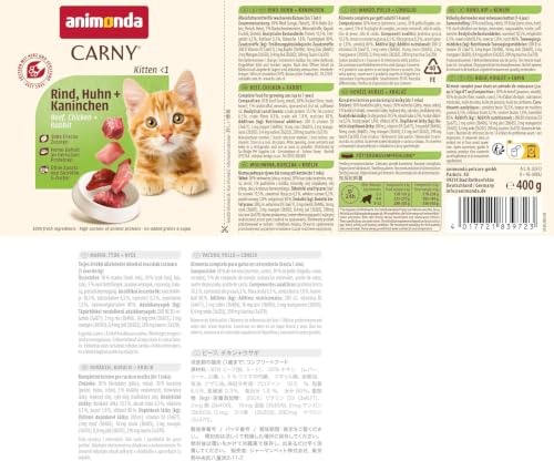 animonda Carny Adult Katzen Nassfutter Rind + Huhn + Kaninchen (12 x 400g)