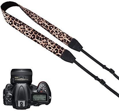 Pleter Brown Leopard Pattern Cotton Canvas Fabric Neck Shoulder Strap Camera Strap for DSLR, SLR, and Digital Camera, for Nikon, Canon, Samsung ETC 0730