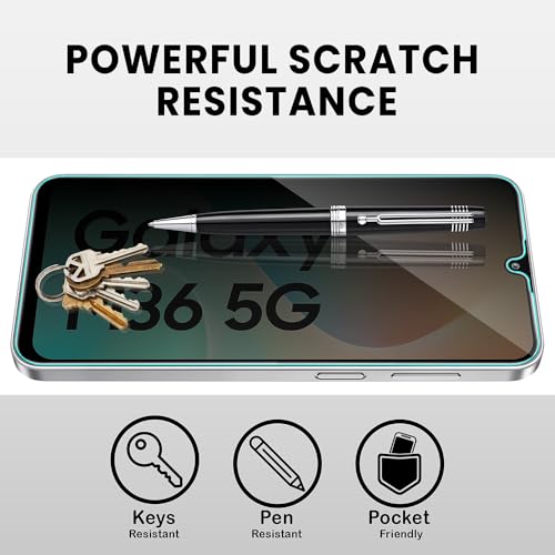 Image of ArmourPro Privacy Tempered Glass for Samsung Galaxy M36, Anti Spy Anti Peeping Screen Protector, Edge-to-Edge Full Coverage, 9H Hardness with Cable Protector | Black