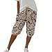 Shusuen Bermuda Shorts for Women Knee Length High Waist Palazzo Cotton Linen Casual Pants with Pocket Summer Beach Vacation（1-Beige,3X-Large）