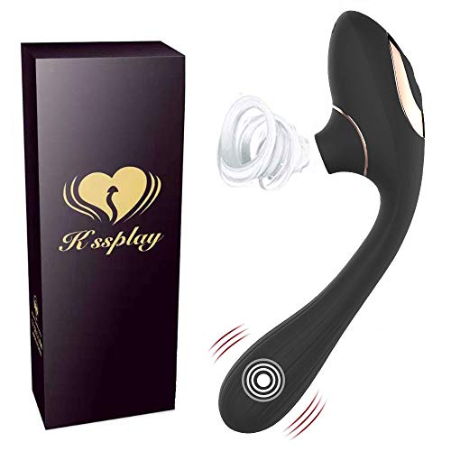 Kissplay Masajeador para mujeres, masajeador de silicona portátil, 12 modos succionador de masaje, dos motores, 100% de recargable impermeable, USB recargable