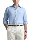 POLO RALPH LAUREN Mens Classic Fit Long Sleeve Linen Shirt Blue Hyacinth 1 XX-Large