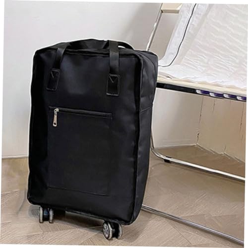 TENDYCOCO Large Capacity Suitcase Folding Luggage Bag Wheels Oxford Fabric Duffle Bag for Travel Business Casual Black4