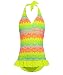 Belloo Girls One Piece Swimsuits, Girls' Halter Rainbow Crochet Ruffle Bathing Suits Swimwear XL