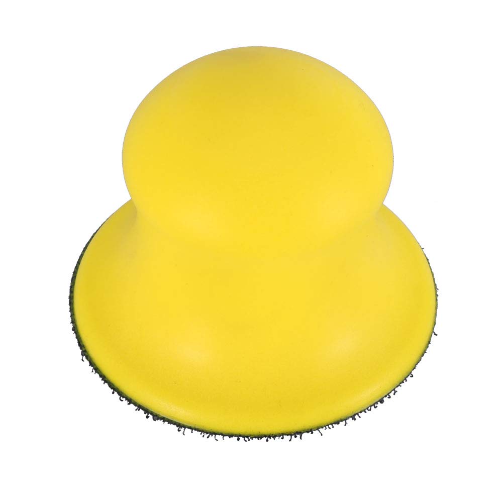 Sanding Pad Block, 2/3/4/5 Inch Yellow Flocking Sandpaper Hand Grinder PU Foam Cotton Hand Sanding Pad Block Polishing Disc, Sanding Blocks (3 in)