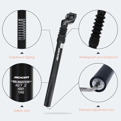 PeakRider Bike Suspension Seat Posts, 27.2/30.4/30.9/31.6mm, Bicycle Seatpost with Adjustable Absorber for MTB/e-Bike/BMX/Childrens Bike