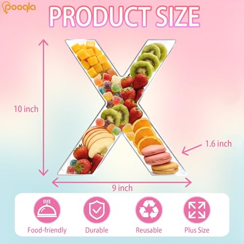 Image of Pooqla 10 inch Acrylic Letter Charcuterie Tray Birthday Party Fillable Box X