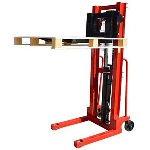 TECHTONGDA Manual Pallet Stacker Hand Forklift Pump Lift Truck 4408lbs Capacity 63´´ Lifting Height with Straddle Legs Adjustable Forks for Single Sided Pallet