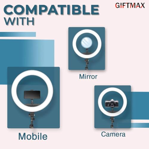 Image of GIFTMAX 18 Inch LED Ring Light with Stand | 2 Color Modes & Dimmable Brightness | Remote Control | for YouTube, Makeup, Vlogging, Video Shoot, Live Streaming | Compatible with iPhone & Android