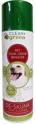 Clean+Green Professional Strength DeSkunk Coat Relief and Odor Remover, Deodorizer, for Dogs, 14-Ounce, Made in the USA