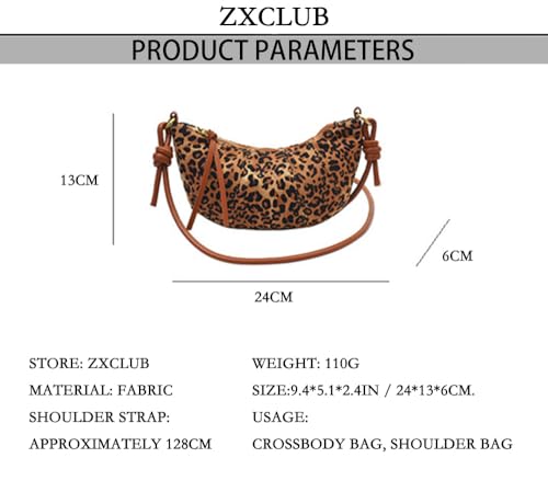 Image of Leopard Print Crescent Bag for Women Cheetah Print Hobo Crescent Crossbody Bag Casual Vintage Sling Half Moon Bag