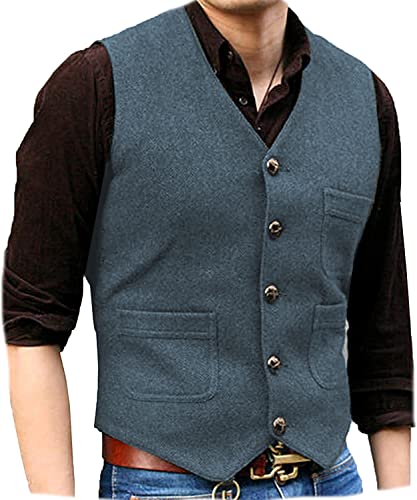 Gilet vintage à chevrons en bleu pastel avec finitions de haute qualité pour homme