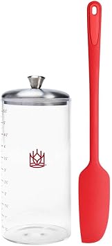 King Arthur Baking Company Petite Glass Sourdough Storage Crock With Lid And Spatula, Borosilicate Glass, 1-Pint Capacity