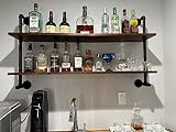 ROGMARS Industrial Pipe Shelves Shelving 48 inch with Solid Wood Planks Farmhouse Pipe Book Shelves