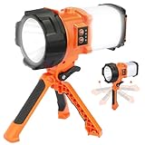 BOBKID Tripod Rechargeable Camping Lantern, 6 Modes LED Flashlight Handheld Spotlight with 4000LM, IPX4 Waterproof Searchlight Work Light for Emergency Hiking Survival Kit - Orange