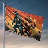 Room Decor Flags War Of The Giants: Lion Vs. Godzilla Flag Flags For Boys Room Room Decor For Men(30X45CM)