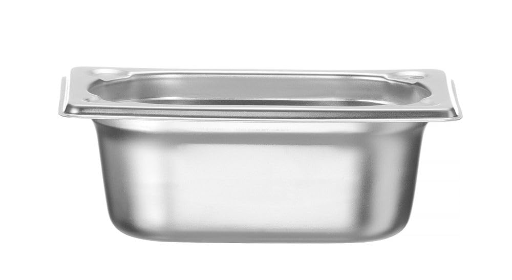 HENDI Gastronormbehälter, Temperaturbeständig von -40° bis 300°C, Heißluftöfen-Kühl- und Tiefkühlschränken-Chafing Dishes-Bain Marie, Stapelbar, 0,6L, GN 1/9, 176x108x(H) 65mm, Edelstahl