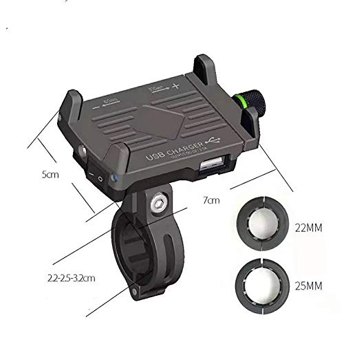Suporte de GPS e Celular para Moto/bicicleta em alumínio Com carregador USB e com sistema de rotação