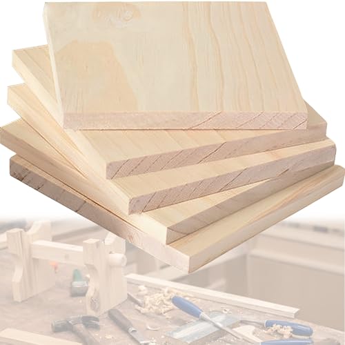 CXAFQ 5 Piezas De Madera Sin Terminar-30 x 30 x 1.5cm, Rectángulos De Madera En Blanco Sin Terminar Para Manualidades, De Madera Para Pintar, Pirograbado, Decoraciones, Posavasos,Taco Madera