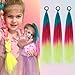 PORSMEER 3 Pack Hair Tinsel Colored Braided Ponytail Extension,colorful Gradient Hair Extensions with Elastic Tie Wrap Around Braiding Sparkling Hair Extension for Braids 24inch(Cyan/Red/Yellow)