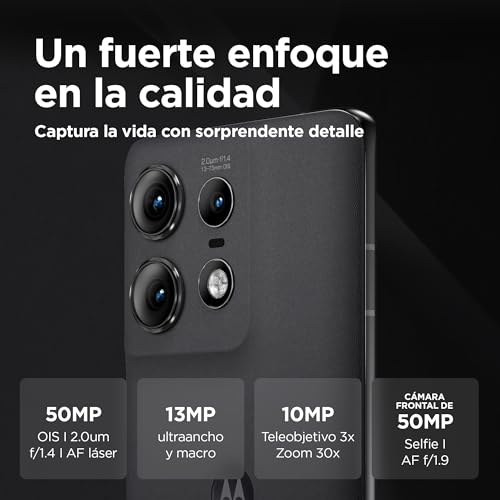 Motorola Edge 50 Pro 12/512GB, Pantalla pOLED Super HD 6,67" 1.5K, cámara 50MP con IA y teleobjetivo x3, Turbo Power de 125W (Incluido), Dual SIM, Negro - Imagen 6