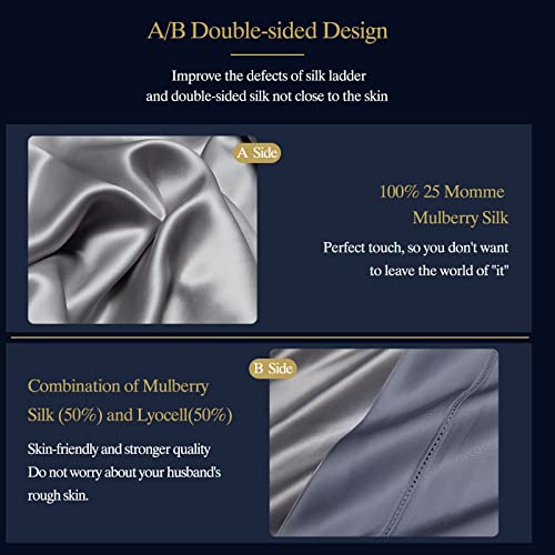 Your Moon 25 Momme Mulberry Silk Duvet Cover King Size, 3 Pcs Set Top Grade Luxury Mulberry Silk Duvet Cover With Buttons Closure —1 Duvet Cover And 2 Pillow Shams (Starry Gray) #TOP3