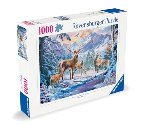 Puzzle 1000 pièces : Chevreuils et cerfs en hiver Ravensburger France - vue 2