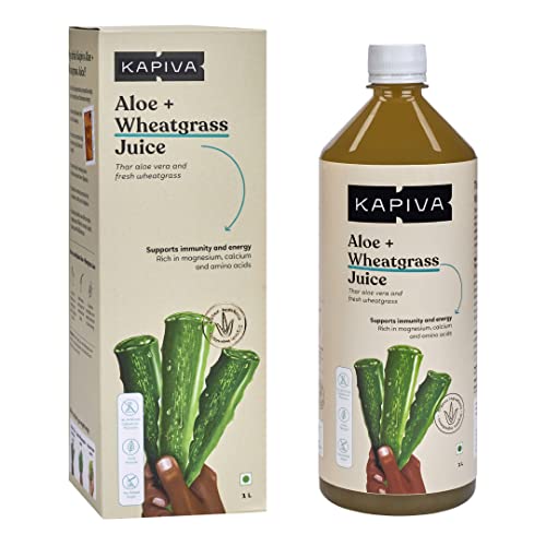Image of Kapiva Aloe Vera + Wheatgrass Juice Natural Detoxifier (1L) - Enhances Digestion, Fights Gastrointestinal issues