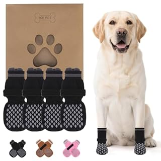 KOOLTAIL Anti Slip Dog Socks Booties to Prevent Licking Paws Scratching, Pet Boots&Paw Protector for Hardwood Floors, Dog Shoes for Winter, Traction Control Grip Socks for Small Medium Large Dogs M